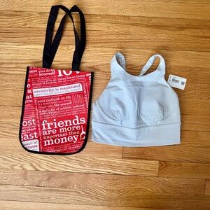 Lululemon wunder train long line bra- white/grey- size 6